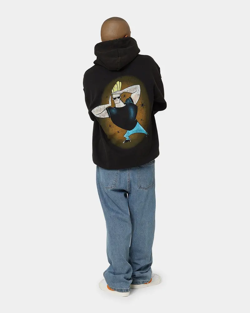 American Thrift X Johnny Bravo Johnny Bravo Vintage Hoodie Black Wash 3