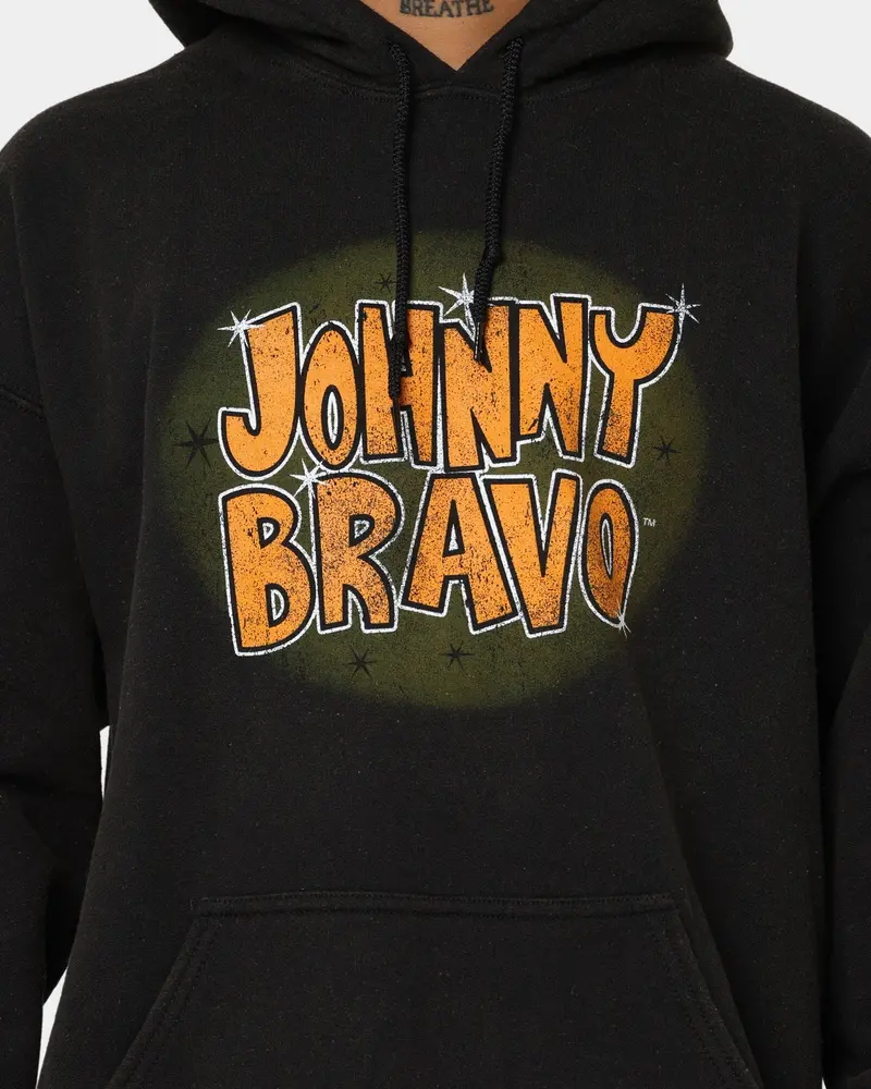 American Thrift X Johnny Bravo Johnny Bravo Vintage Hoodie Black Wash 4