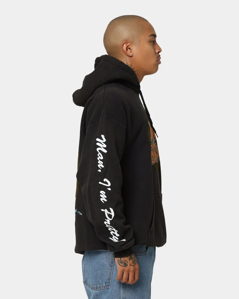 American Thrift X Johnny Bravo Johnny Bravo Vintage Hoodie Black Wash 6