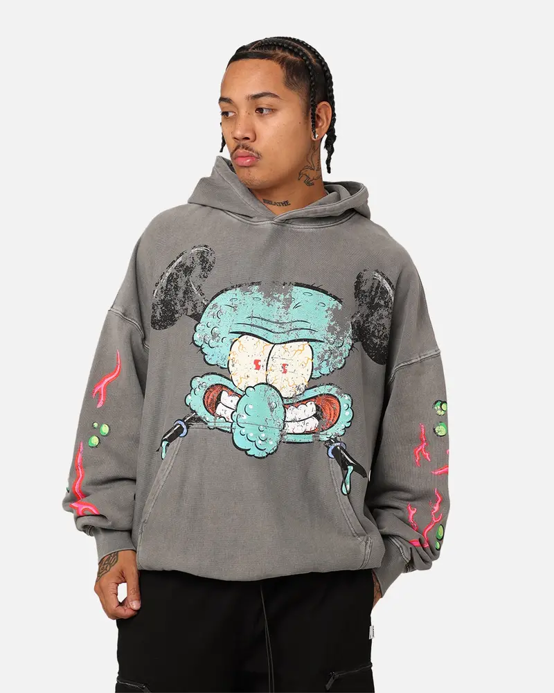 American Thrift X Spongebob Squarepants Squidward Hoodie Washed Charcoal 1