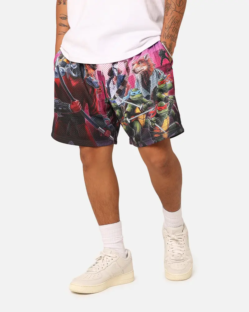 American Thrift X Teenage Mutant Ninja Turtles Poster Retro Mesh Shorts Purple/Multi 1