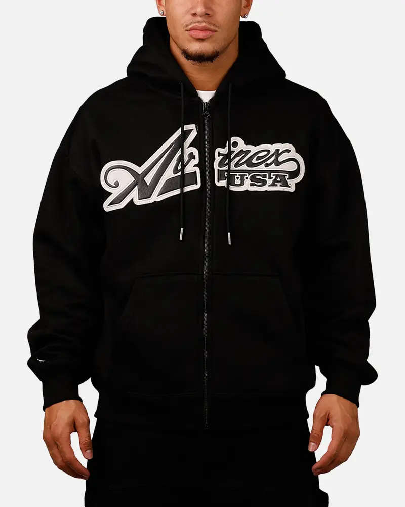 Avirex Script Full Zip Hoodie Black 1
