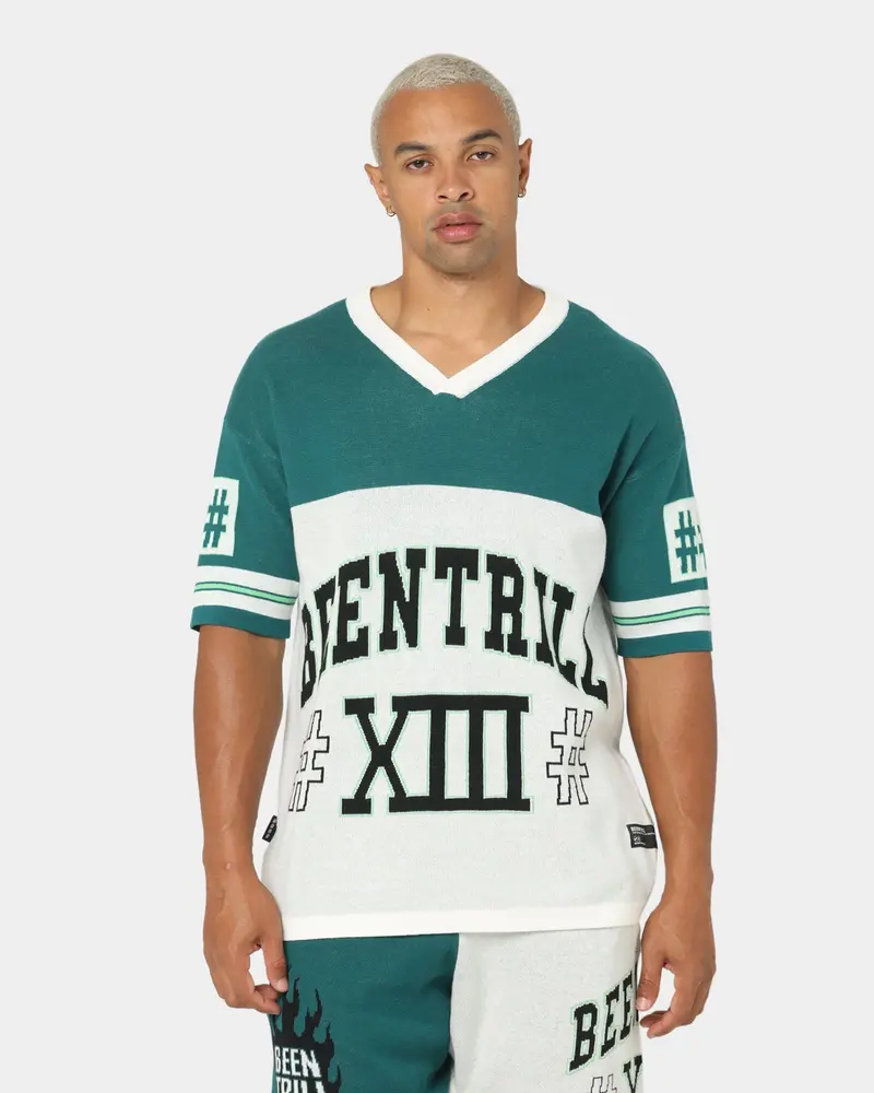 Beentrill Numerals Football Jersey Cream/Green 1