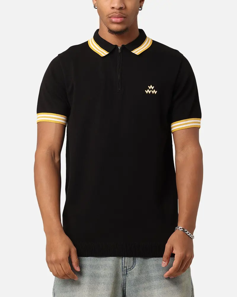 Bird Of Condor Birdies And Beats Quater Zip Polo T-Shirt Black 1