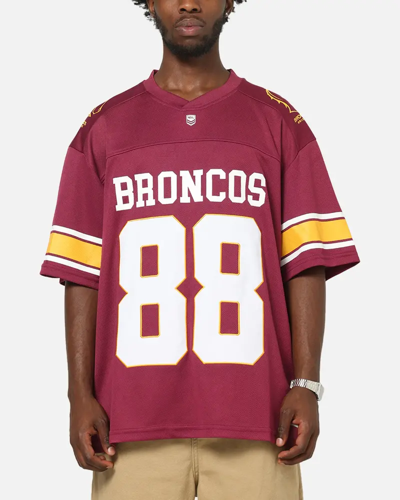 Bleacher Athletic Brisbane Broncos Nrl Gridiron Mesh Jersey Official Team Color 1