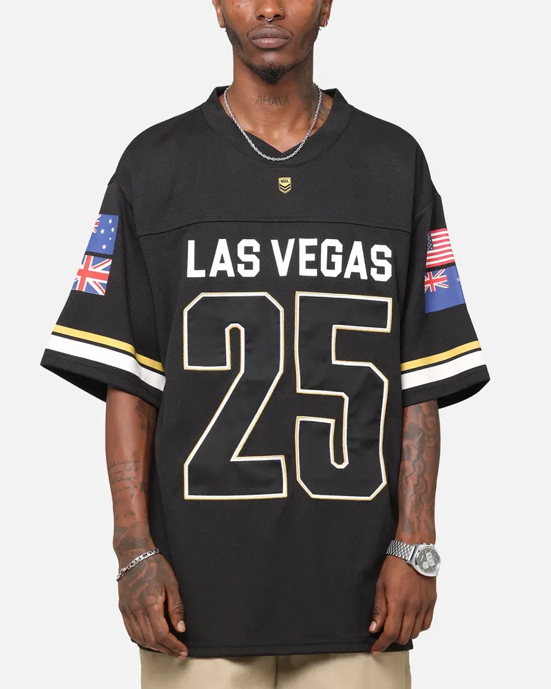 Bleacher Athletic Nrl 2025 Las Vegas Round Grid Iron T-Shirt Black 1