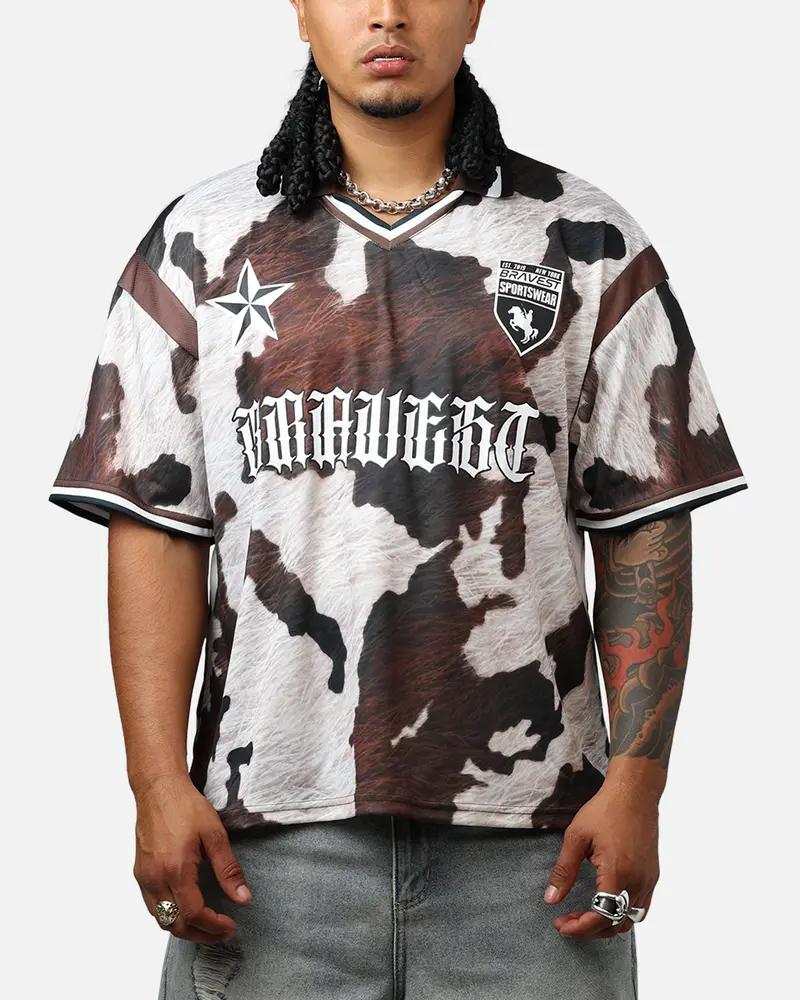 Bravest Cow Print Jersey Brown/White 1