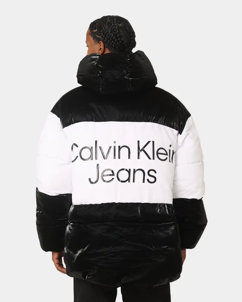 Calvin Klein Bold Logo Colourblock Puffer Jacket Ck Black/Bright White 1