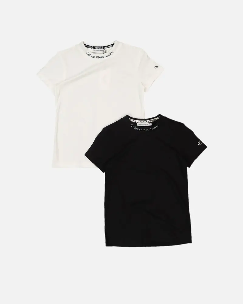 Calvin Klein Kids' Intarsia 2 Pack T-Shirt White/Black 1
