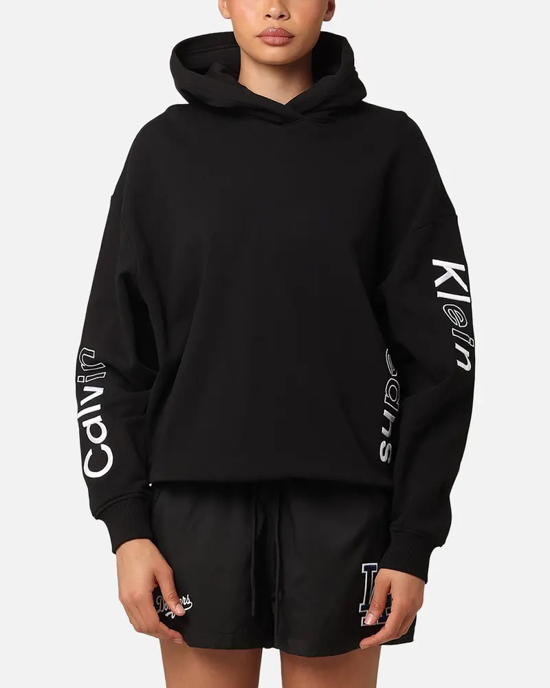 Calvin Klein Women's Multi Placement Logo Hoodie Black 1