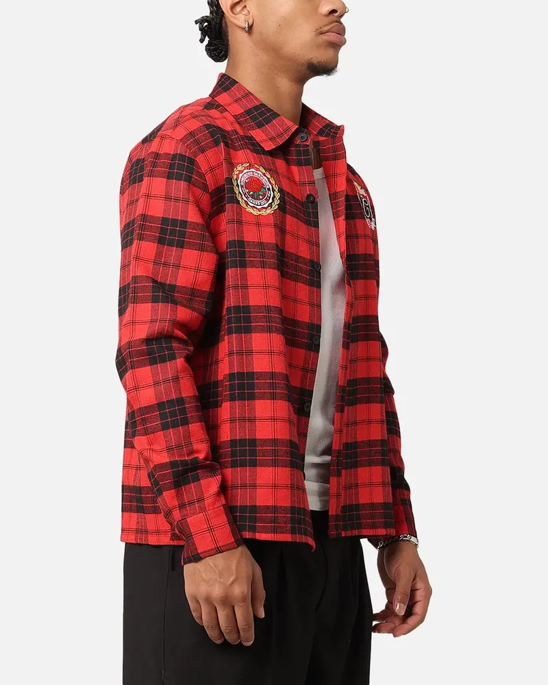 Carre Academy Long Sleeve Button Up Shirt Red Tartan 4