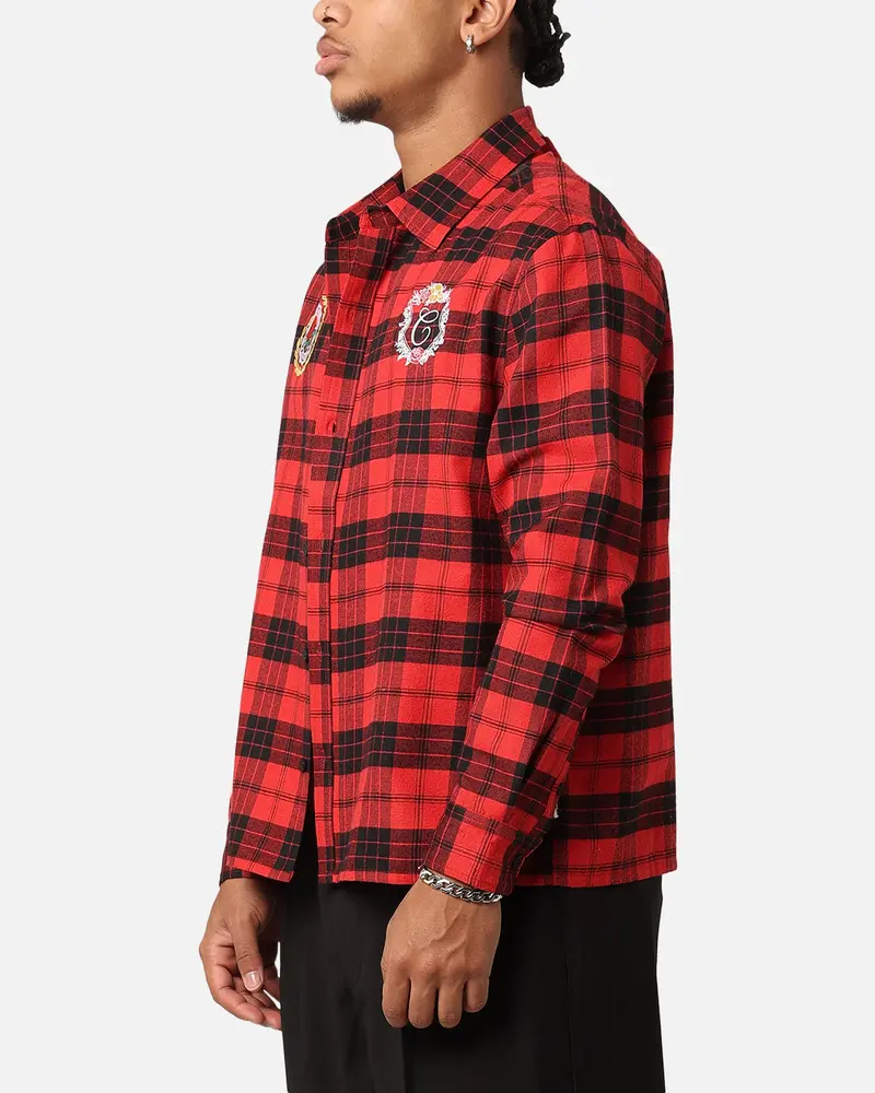 Carre Academy Long Sleeve Button Up Shirt Red Tartan 5