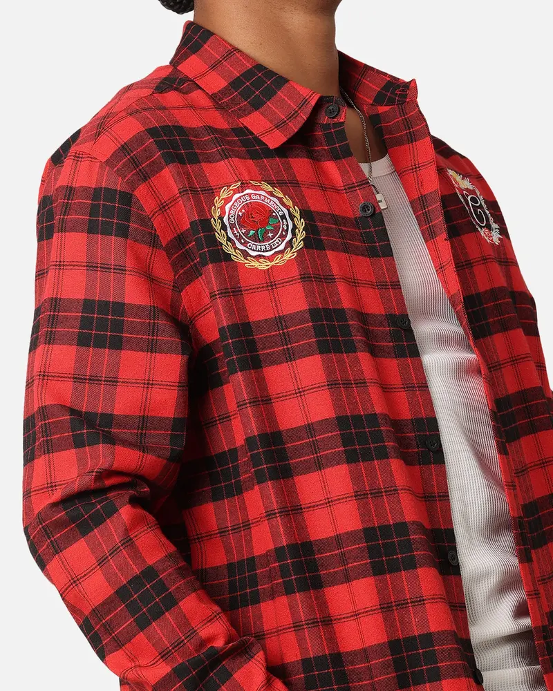Carre Academy Long Sleeve Button Up Shirt Red Tartan 6