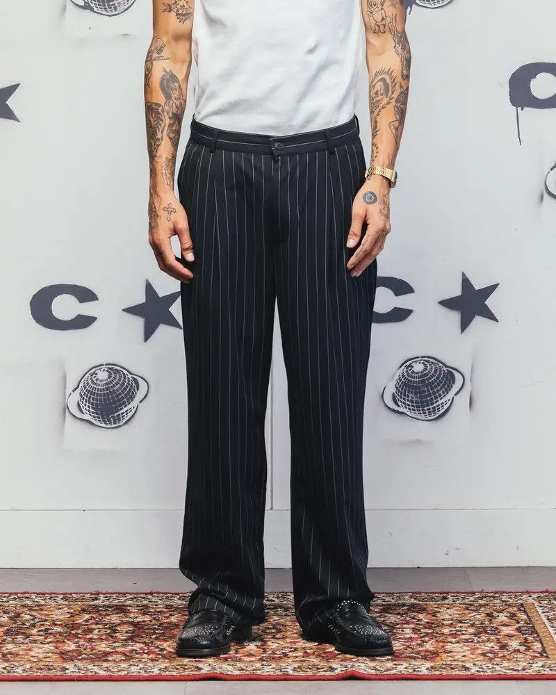 Carre Atlas Wide Leg Pants Black Pinstripe 1