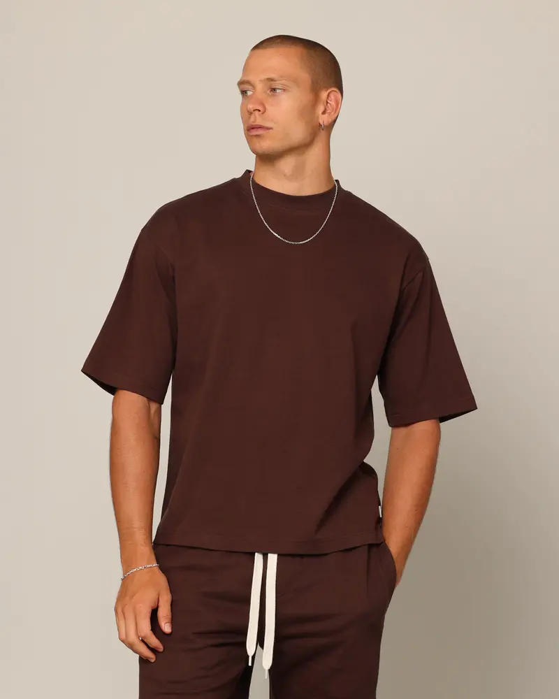 Carré Blanc Boxy T-Shirt Brown 1
