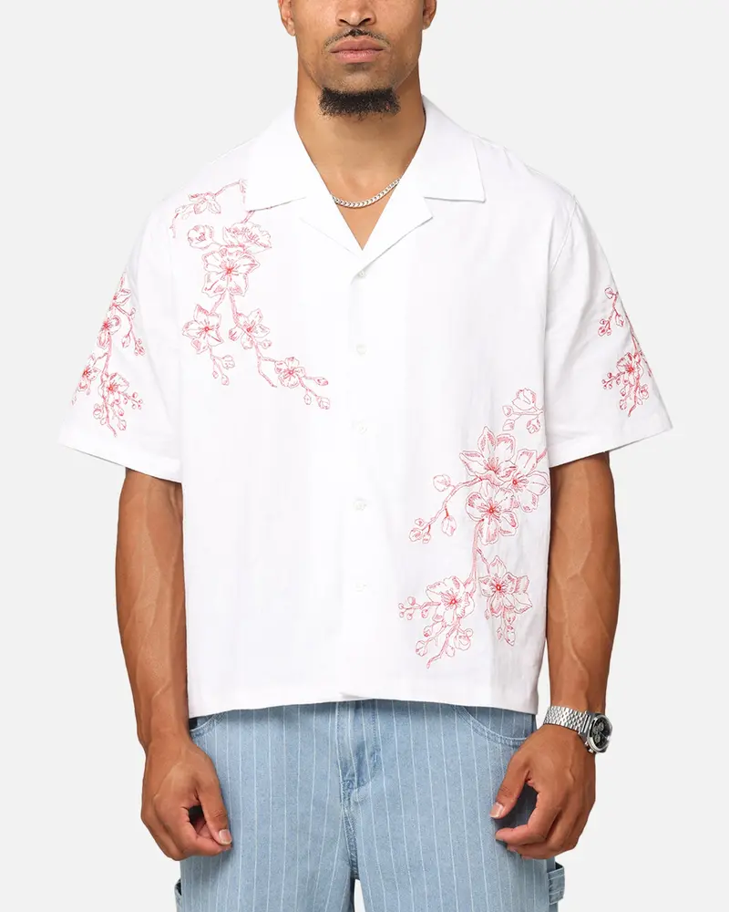 Carre Blossom Button Up Shirt White/Red 1