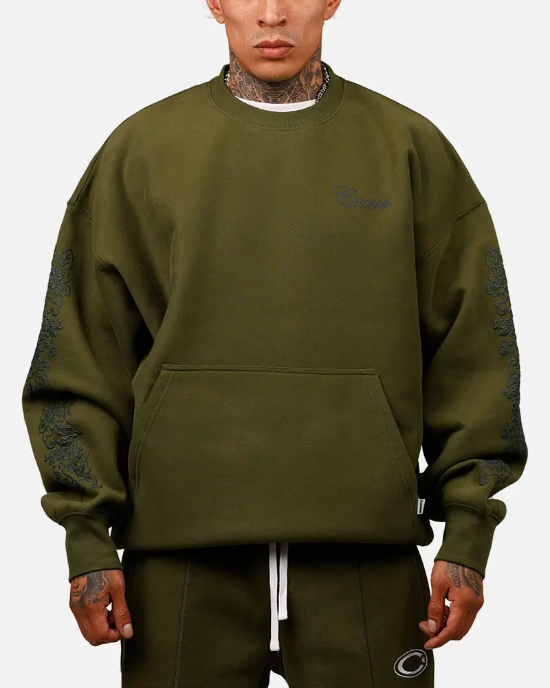 Carre Botanical Oversized Crewneck Forest Green 1