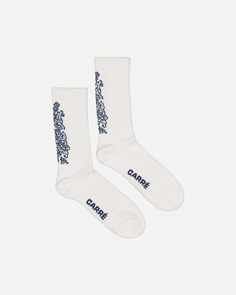 Carré Botanical Socks White/Blue 1