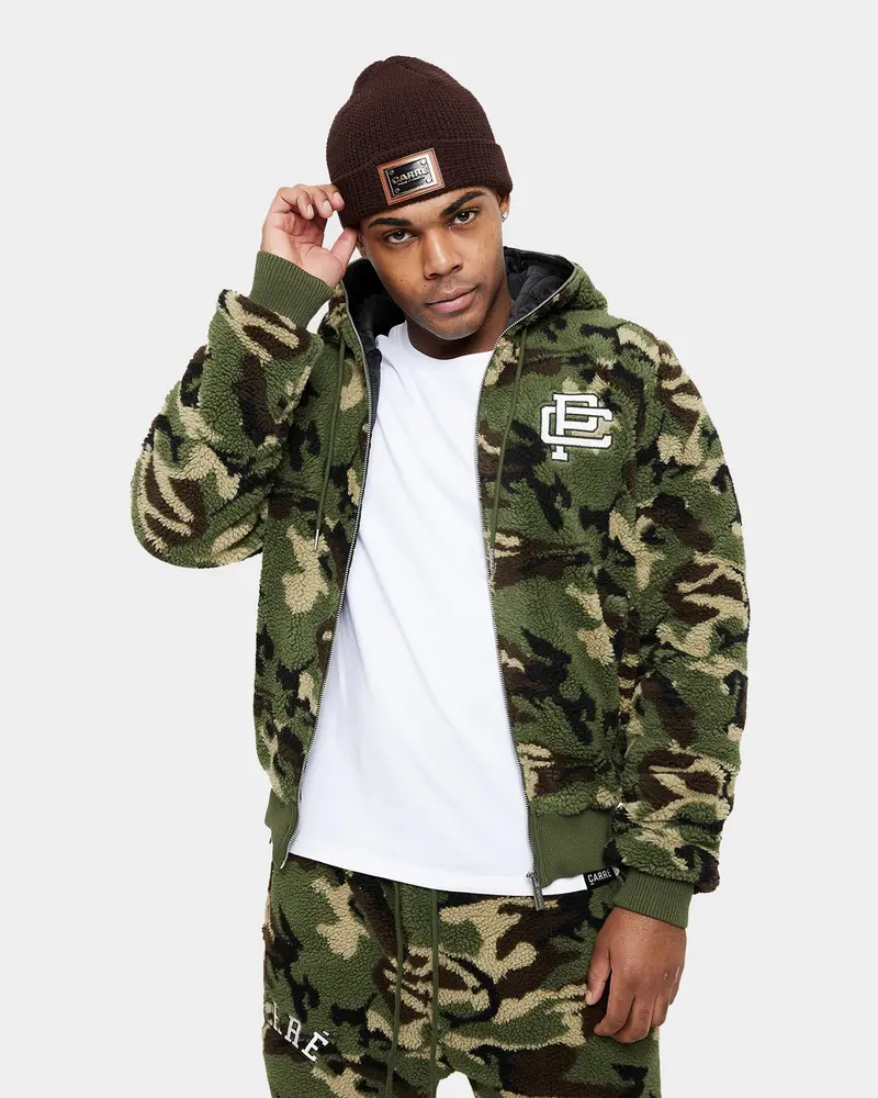Carre C-Class Polar Fleece Zip Up Jacket Woodland Camo 1