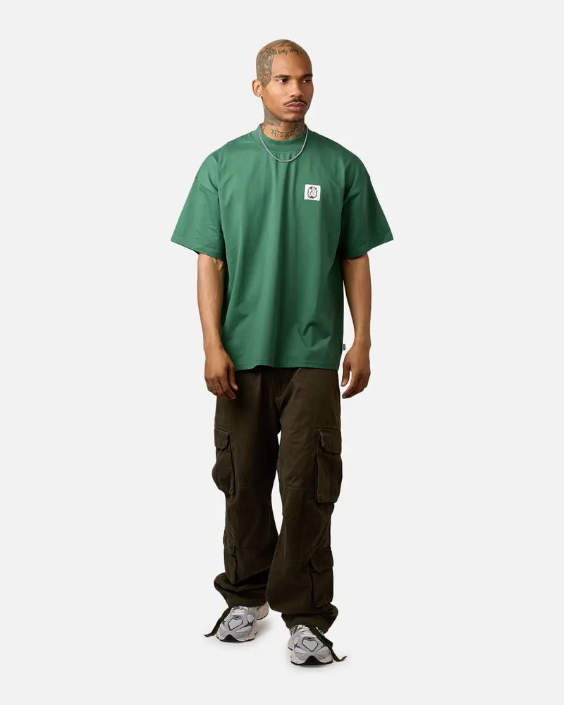 Carre Damask Oversized T-Shirt Forest Green 3