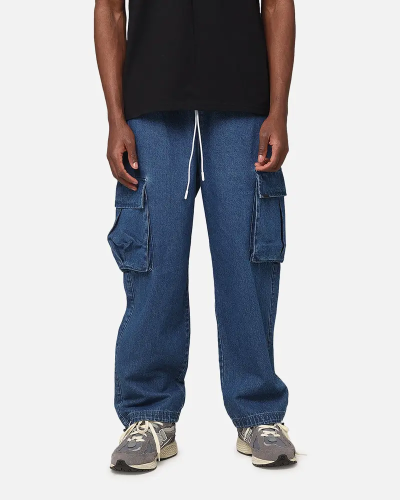 Carre Denim Superior Cargo Joggers Mid Blue Denim 1