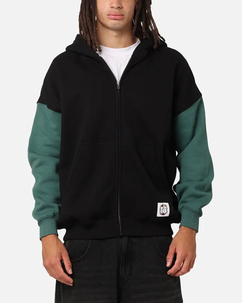 Carre Floral Full Zip Hoodie Black/Green 1