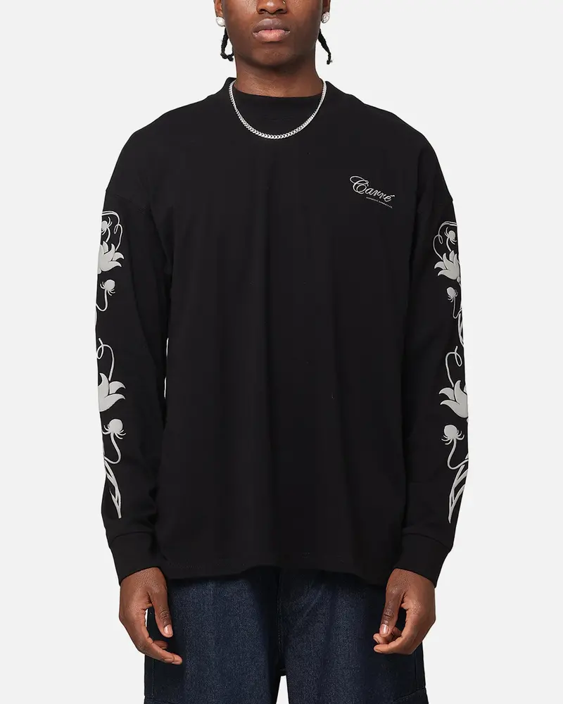Carre Floral Oversized Long Sleeve T-Shirt Black 1