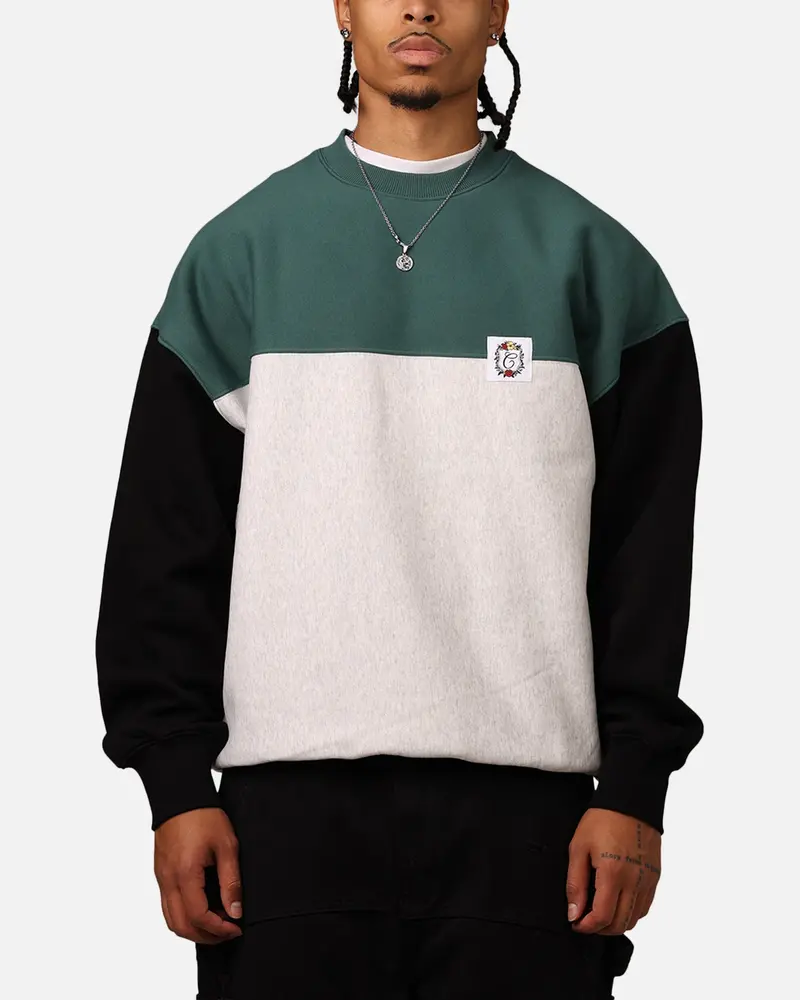 Carre Floral Oversized Panel Crewneck Black/Green 1