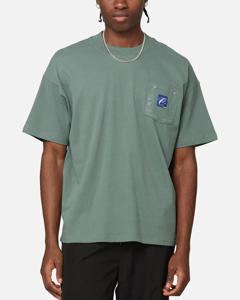 Carre Floral Pocket Oversized T-Shirt Forest Green 1
