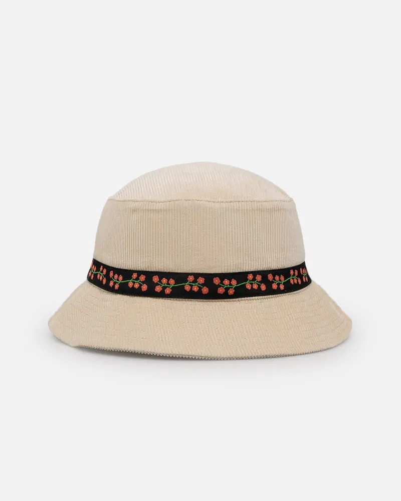 Carre Floraux Corduroy Bucket Hat Stone 1