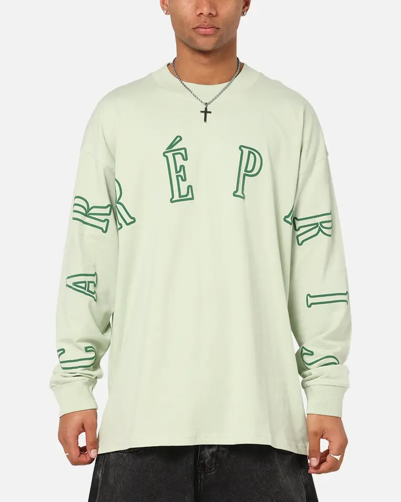 Carre Global Oversized Long Sleeve T-Shirt Sage 1
