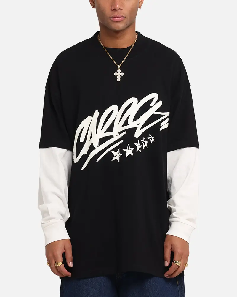 Carre Graffiti Layered Long Sleeve T-Shirt Black/Off White 1