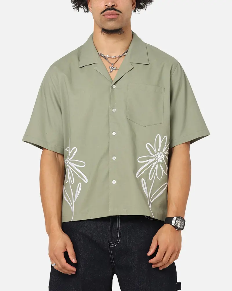 Carre Hand Picked Button Up Shirt Green 1