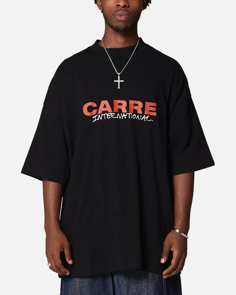 Carre Handdrawn Mock Neck T-Shirt Black 1