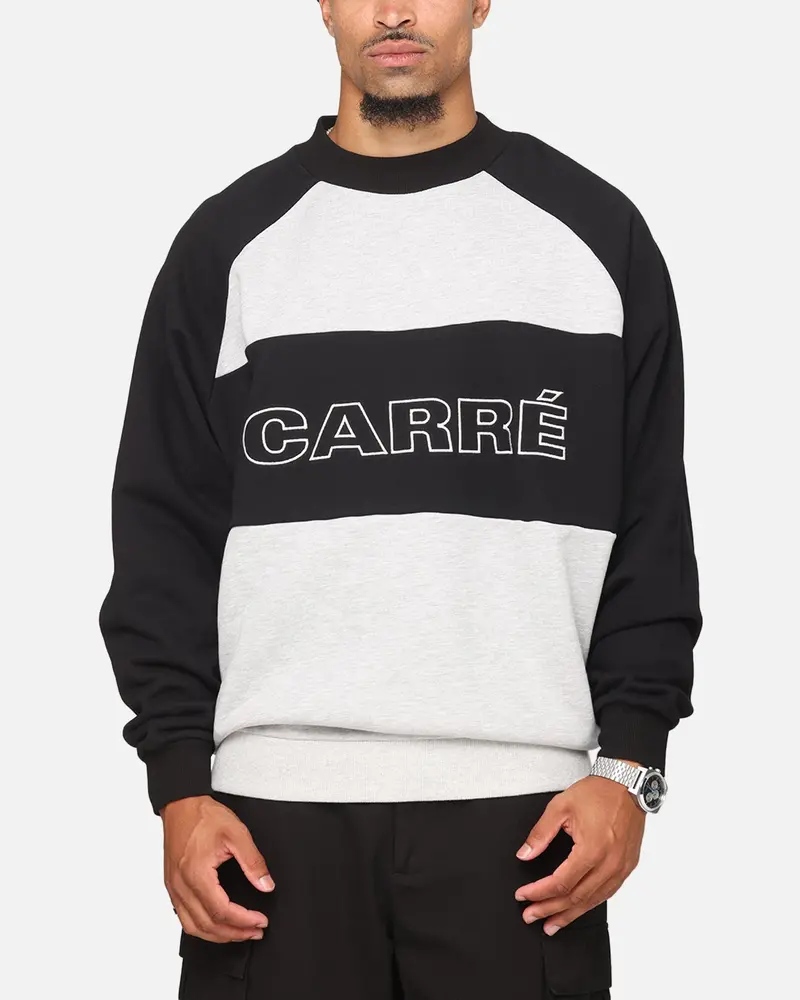 Carre Panel Raglan Crewneck Black/Grey Marle 1