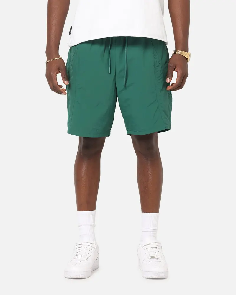 Carre Panelled Nylon Shorts Green 1