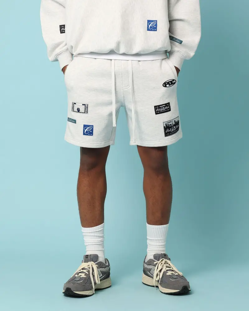 Carré Patchwork Sweat Shorts Grey Marle 1