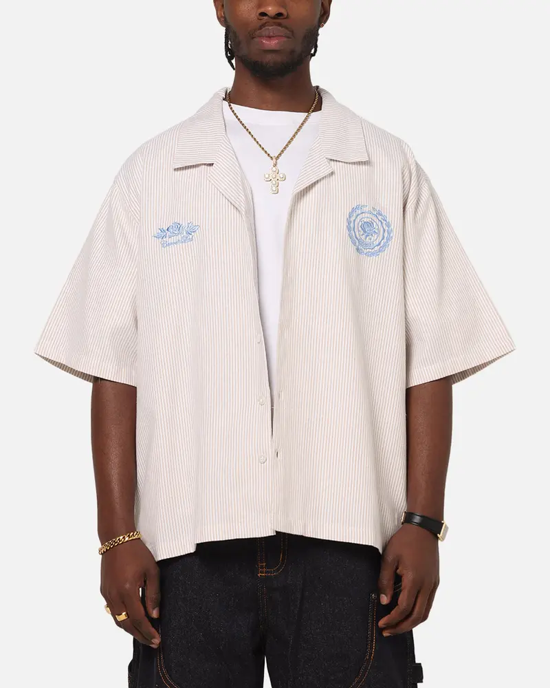 Carre Rose Pinstripe Button Up Shirt Sand 1