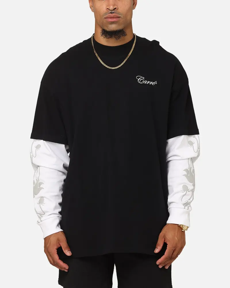 Carre Rosebowl Layered Long Sleeve T-Shirt Black/White 1