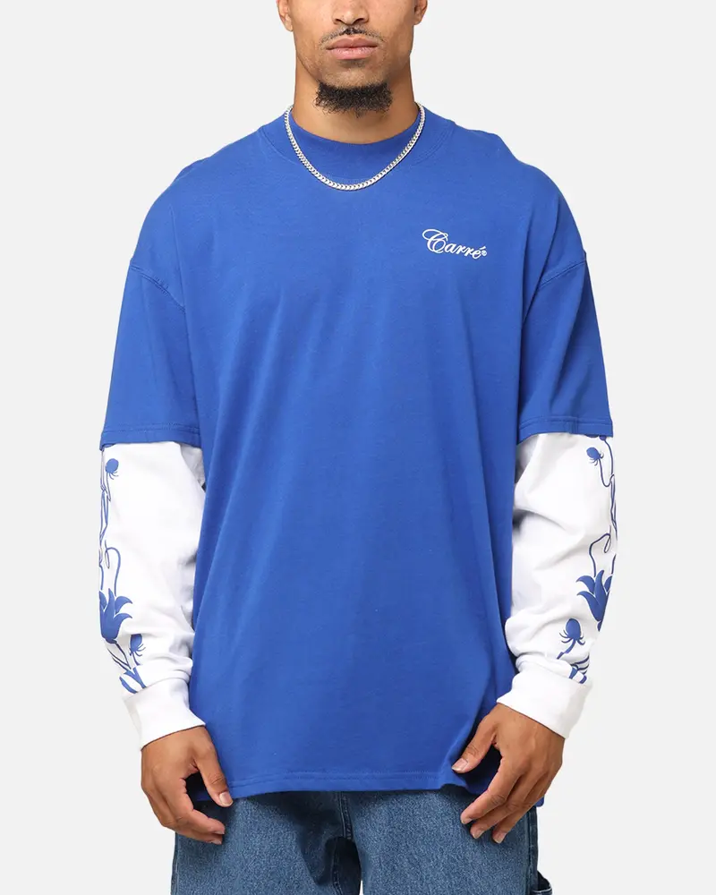 Carre Rosebowl Layered Long Sleeve T-Shirt Royal/White 1