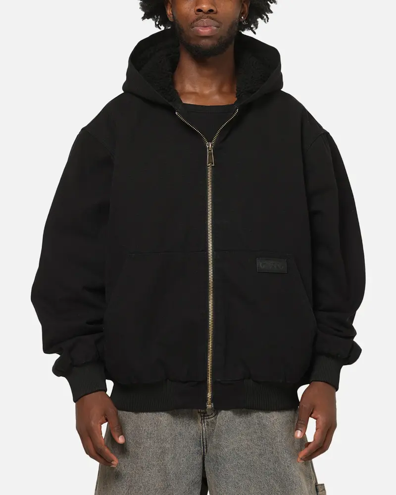 Carre Sherpa Lined Zip Hoodie Black 1