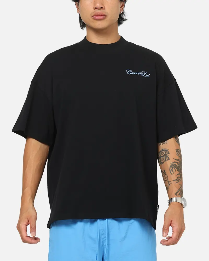 Carre Side Script Oversized T-Shirt Black/Blue 1