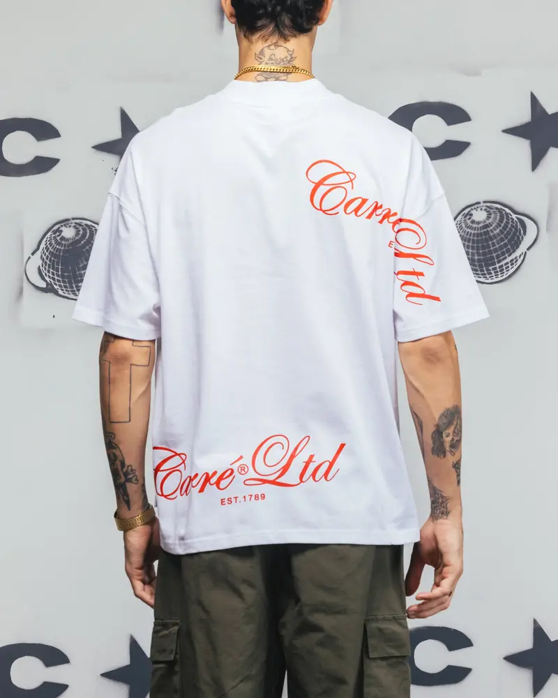 Carre Side Script Oversized T-Shirt White/Red 1