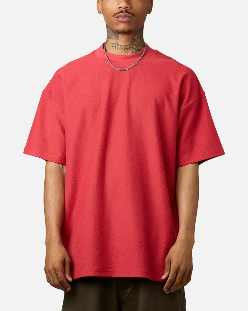 Carre Terry Oversized T-Shirt Red 1