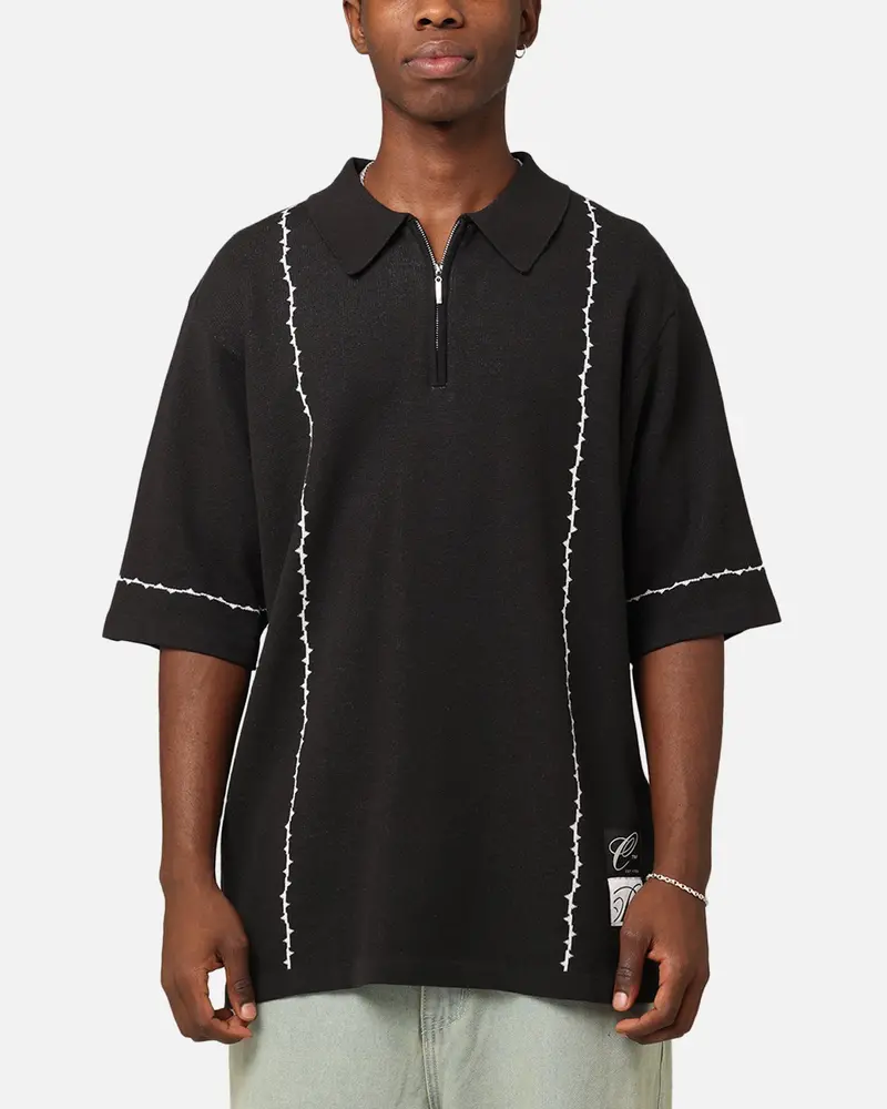 Carré Thorny 1/4 Zip Polo Shirt Black 1