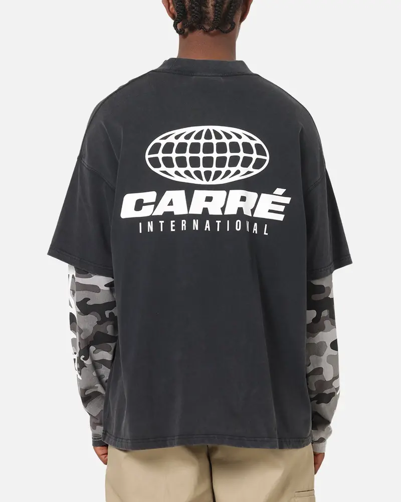 Carre Worldwide Layered Long Sleeve T-Shirt Black/Snow Camo 1