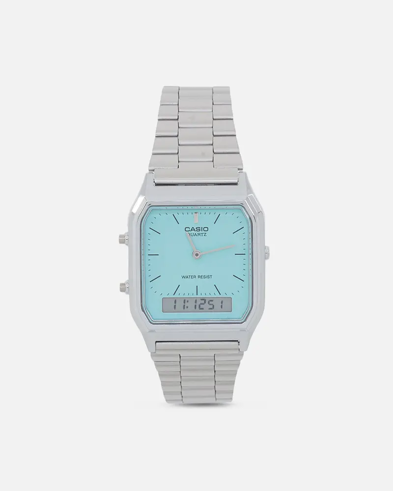 Casio Aq-230A-2A2mqydf Watch Silver/Turquois 1