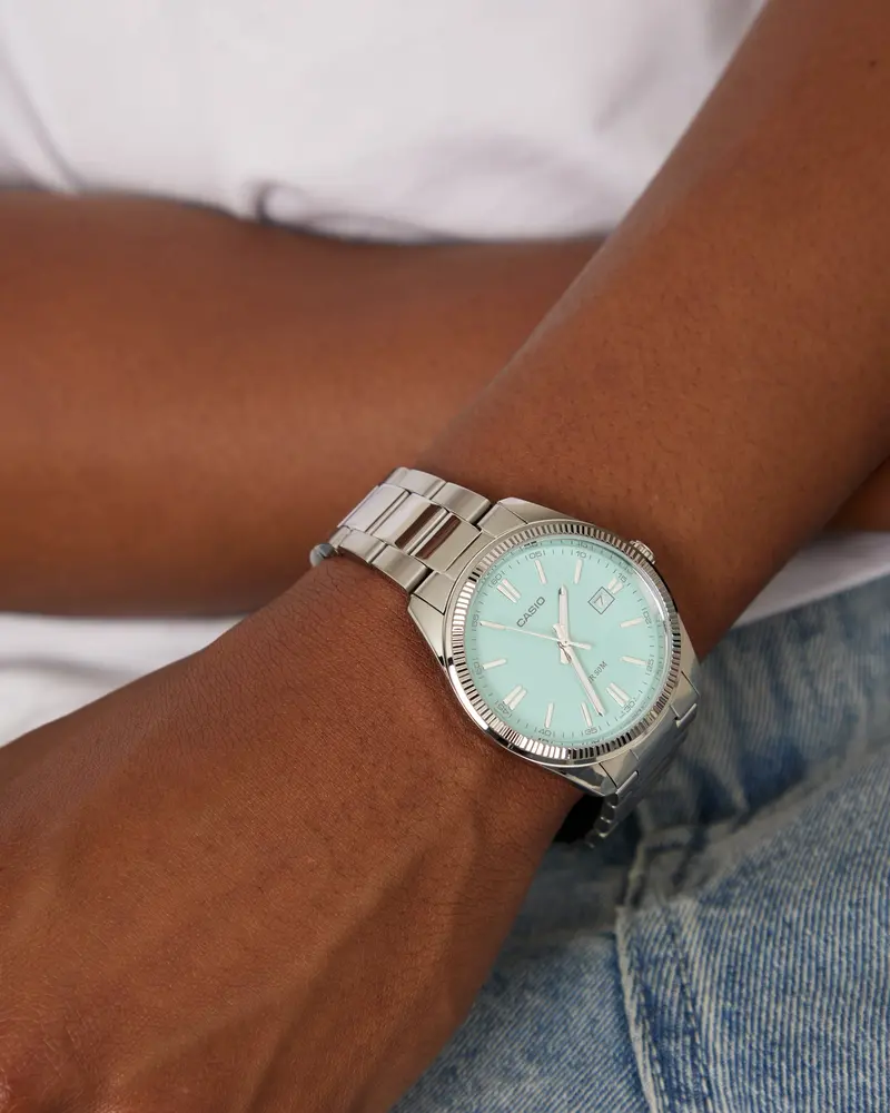 Casio Mtp1302pd-2A2 Watch Silver/Turquoise 1