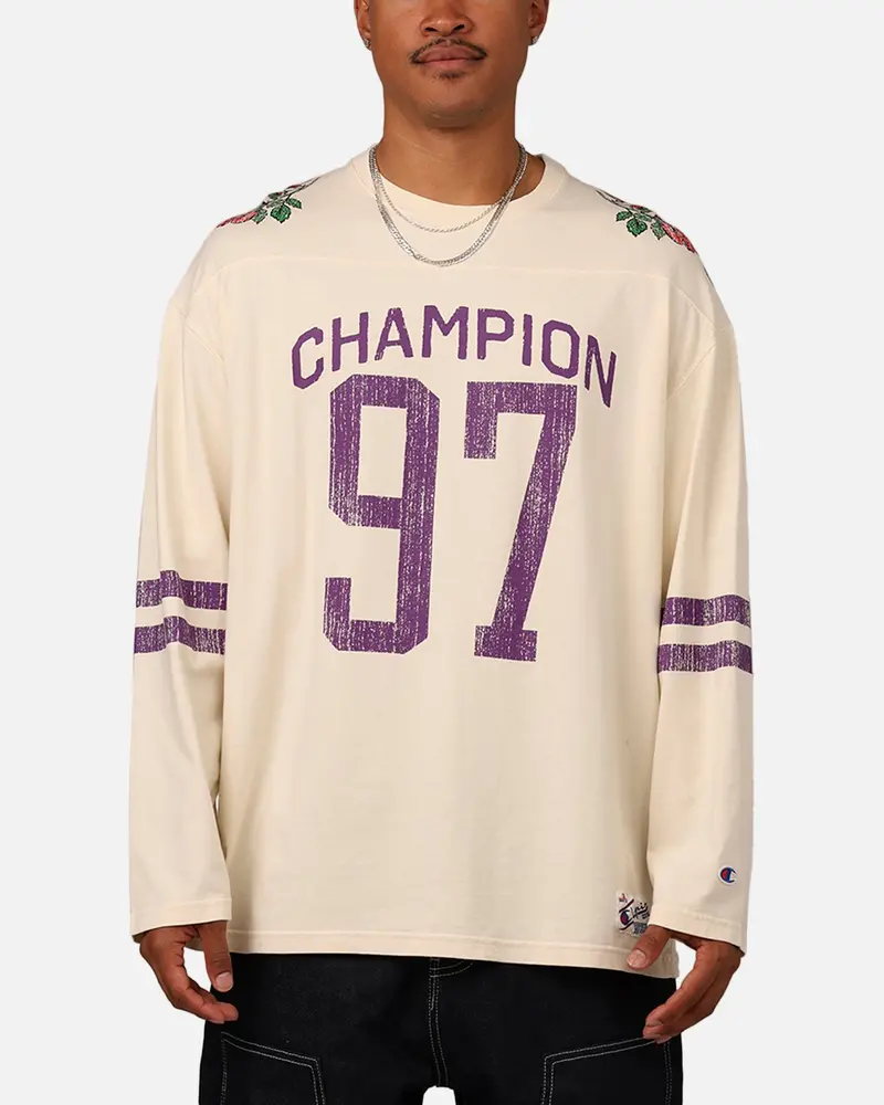 Champion 34 Half Time Long Sleeve Crewneck T-Shirt Natural 1