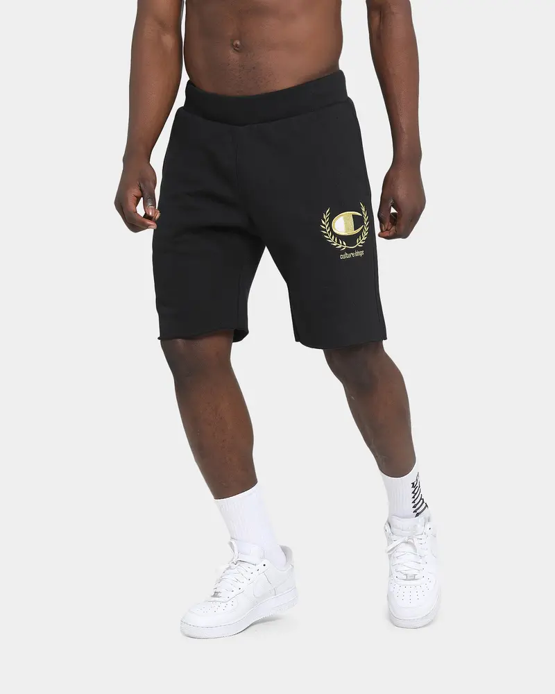 Champion Champion X Culture Kings Rev Weave Shorts Black/Gold 1